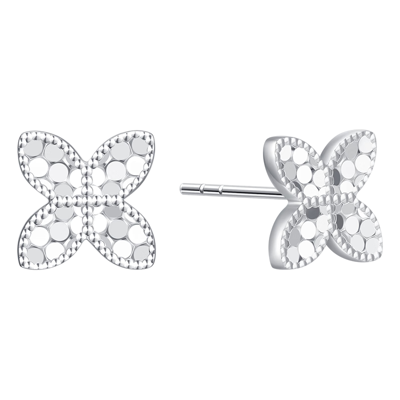 潮宏基铂雅四叶草PT950铂金耳钉女耳饰生日礼物计价 一对款约2.35g