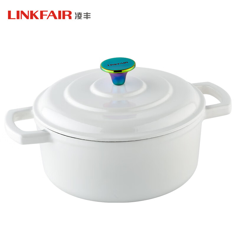 凌丰（LINKFAIR） 珐琅锅汤锅铸铁炖锅燃气电磁炉通用 橙橘色 22cm