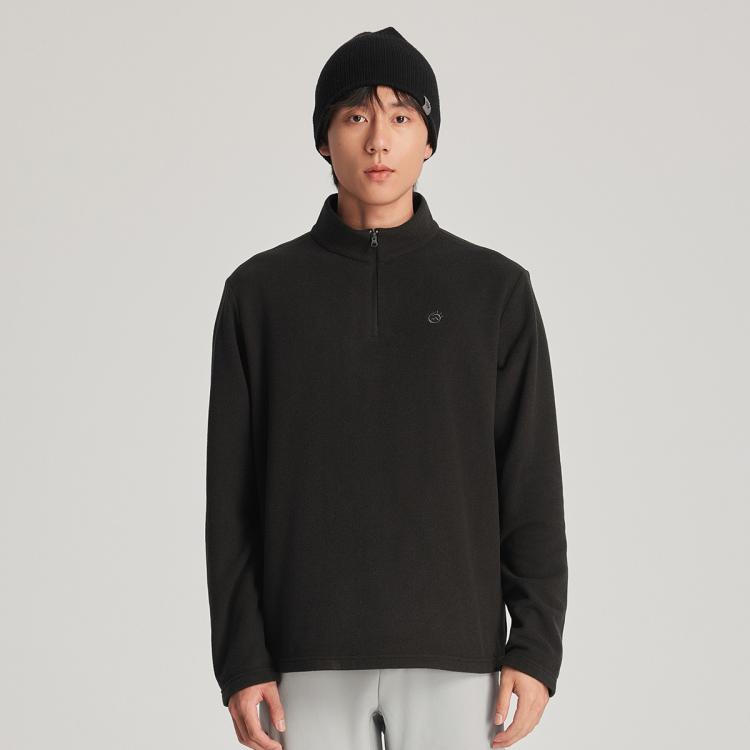 探拓 秋冬男士半开衫抓绒服简约百搭立领休闲上衣抓绒户外服