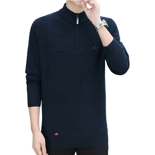 恒源祥 【100%绵羊毛】加厚款拉链半高领男式羊毛衫纯色百搭毛衣男