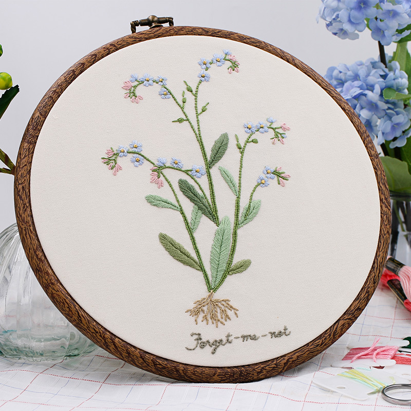 手工刺绣 创意绣品 绣花DIY材料包套件新手初学欧式DMC绣线植物花卉 温柔花系列之勿忘我 1820065 温柔花系列之勿忘我