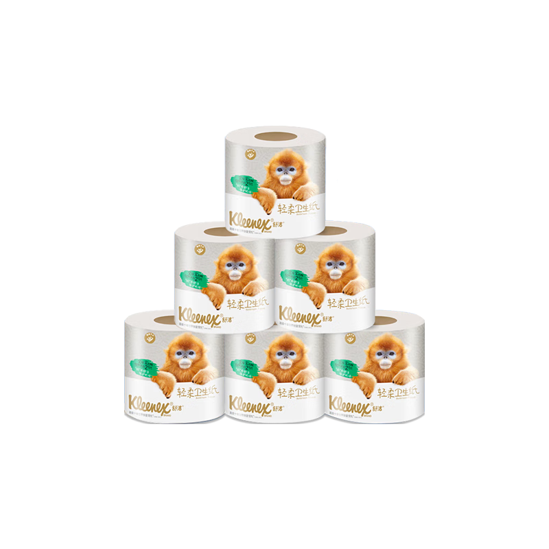 Kleenex 舒洁 有芯小卷卫生纸 柔软4层136g*24卷 遇水即溶卷纸 整箱
