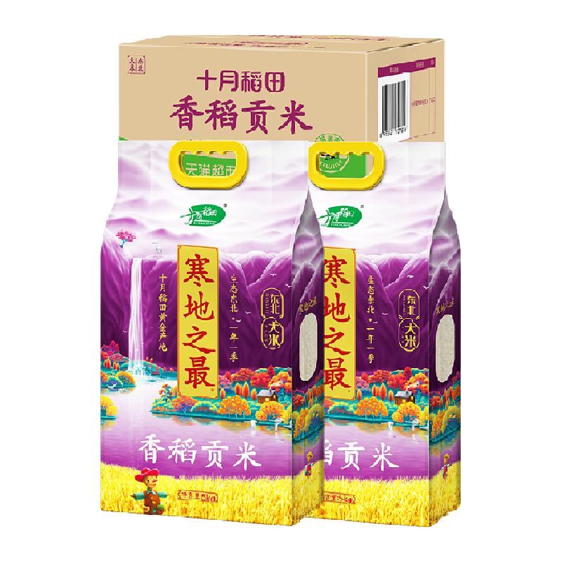 十月稻田寒地之最香稻贡米5kg×2袋每箱东北大米粳米20斤