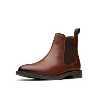 Clarks 男士切尔西靴 真皮麂皮 橡胶底 杏仁圆头 松紧套脚 秋冬休闲短靴
