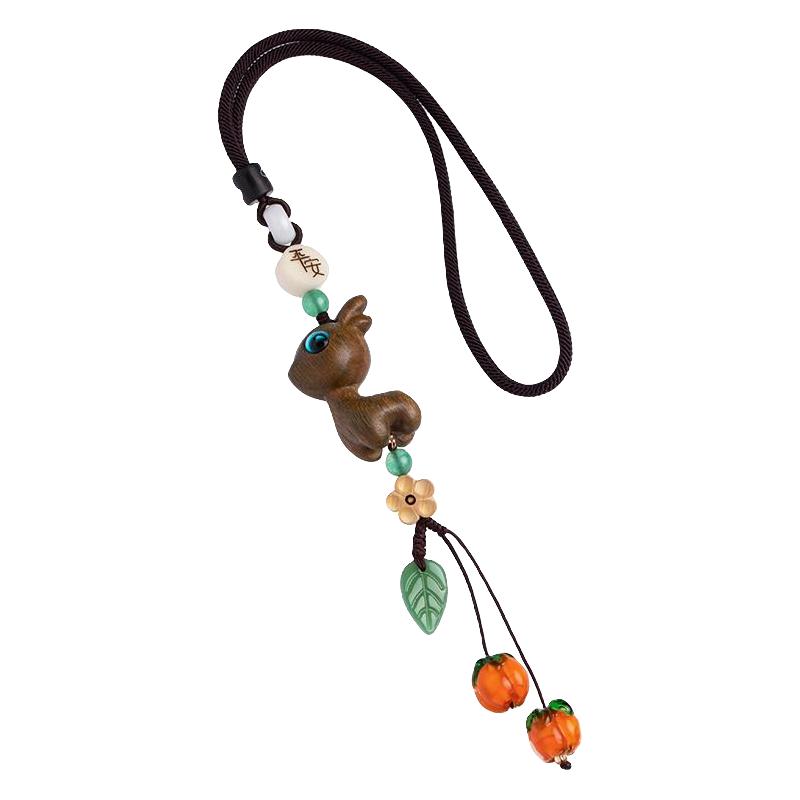 创意平安檀木小鹿车载汽车挂件车内饰品挂饰事事如意后视镜吊坠