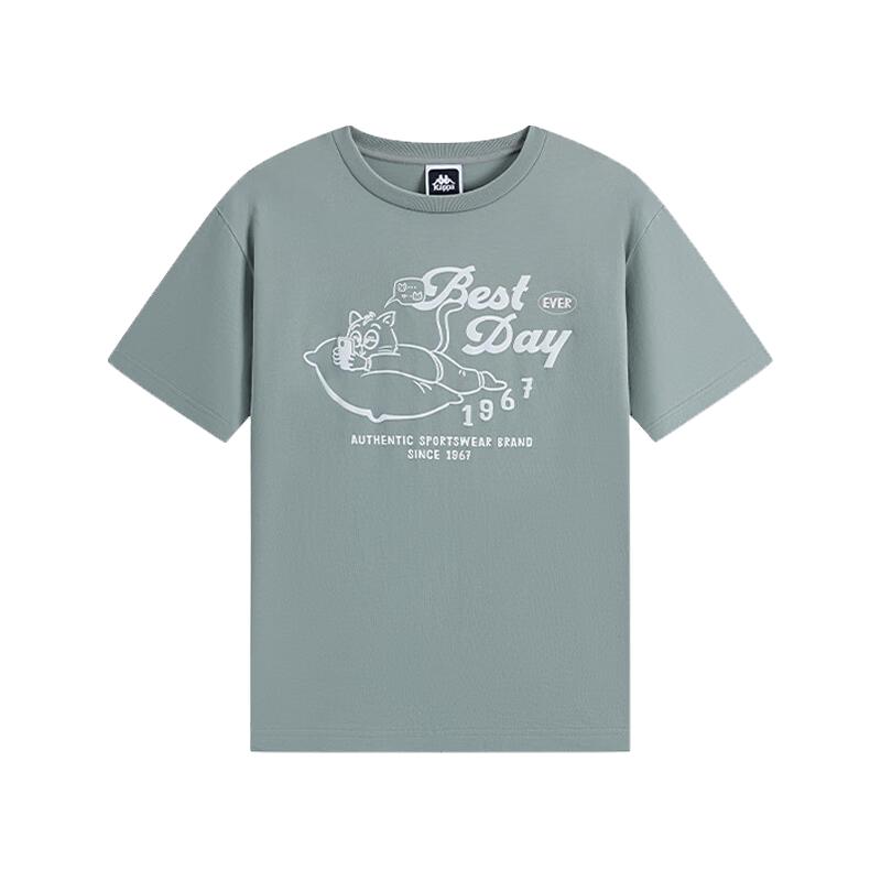 卡帕（Kappa）运动T恤款休闲纯棉透气短袖男宽松圆领上衣女K0FW2TD81D 海草绿-3603 L