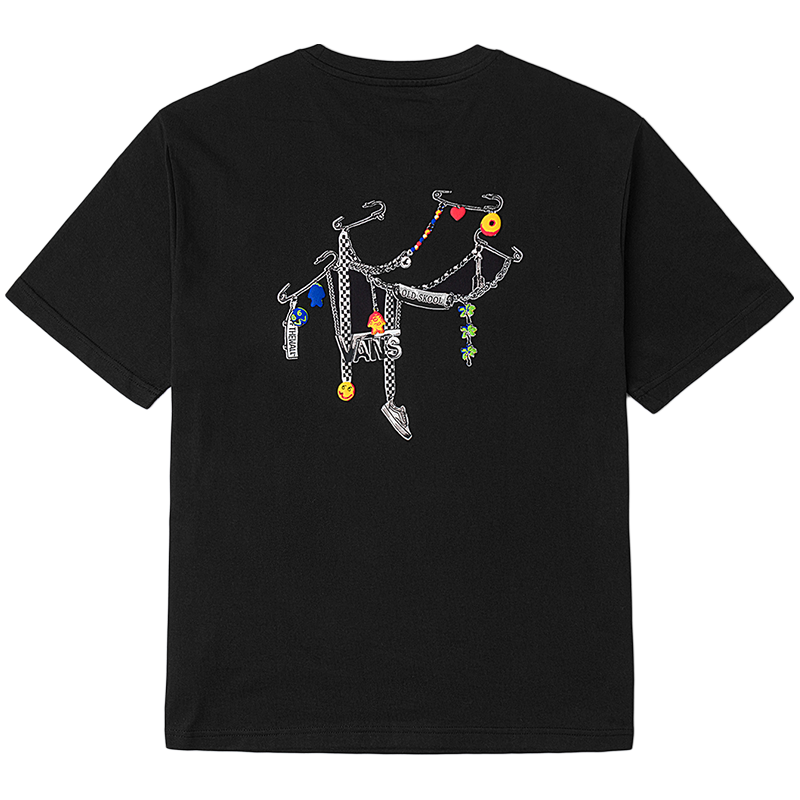 VANS范斯 男女纯棉短袖T恤印花潮流街头 黑色 XL