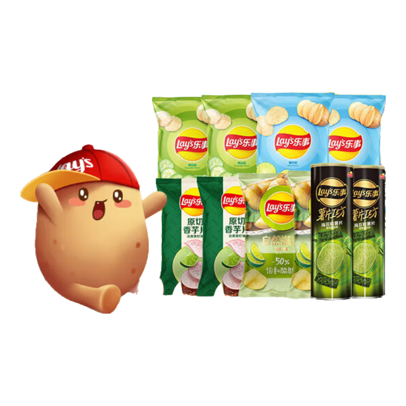 乐事（Lay's） 大礼包578g薯片辣味休闲食品爱意满满大礼盒送小朋友零食大礼包 (清新组合)578g