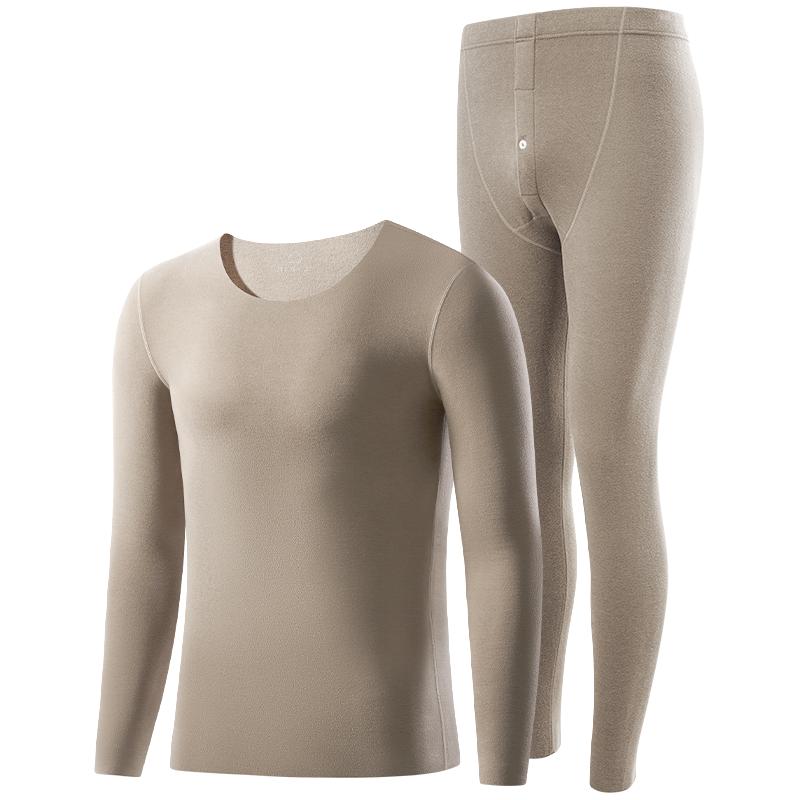 JIANYUN 简云 羊毛蚕丝德绒保暖内衣女无痕加绒发热秋衣秋裤男款套装冬季59.9