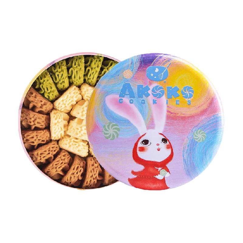 AKOKO 小花曲奇饼干铁盒装 进口黄油曲奇抹茶休闲零食品年货节送礼 经典三拼（原味+咖啡味+抹茶味）