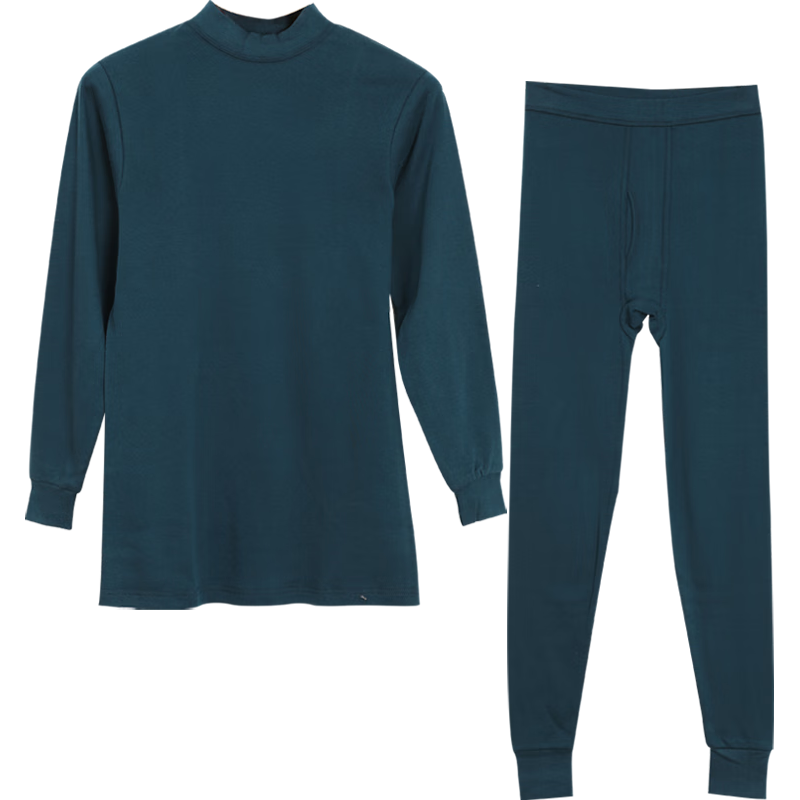 红豆居家内衣柔棉秋衣秋裤男士女士基础打底半高领保暖内衣套装 男士铁灰 M 165/90