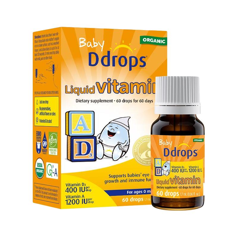 Ddrops 婴幼儿钙铁锌 维生素D3滴剂 无味 小滴瓶