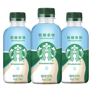 星巴克 星小咖 即饮咖啡 低糖拿铁 200ml*3瓶 瓶装咖啡饮料新老包装随机
