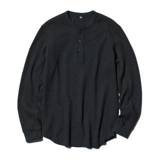 优衣库 开业价男装/女装华夫格长袖T恤纯色休闲475353 469924/01乳白色 3XL