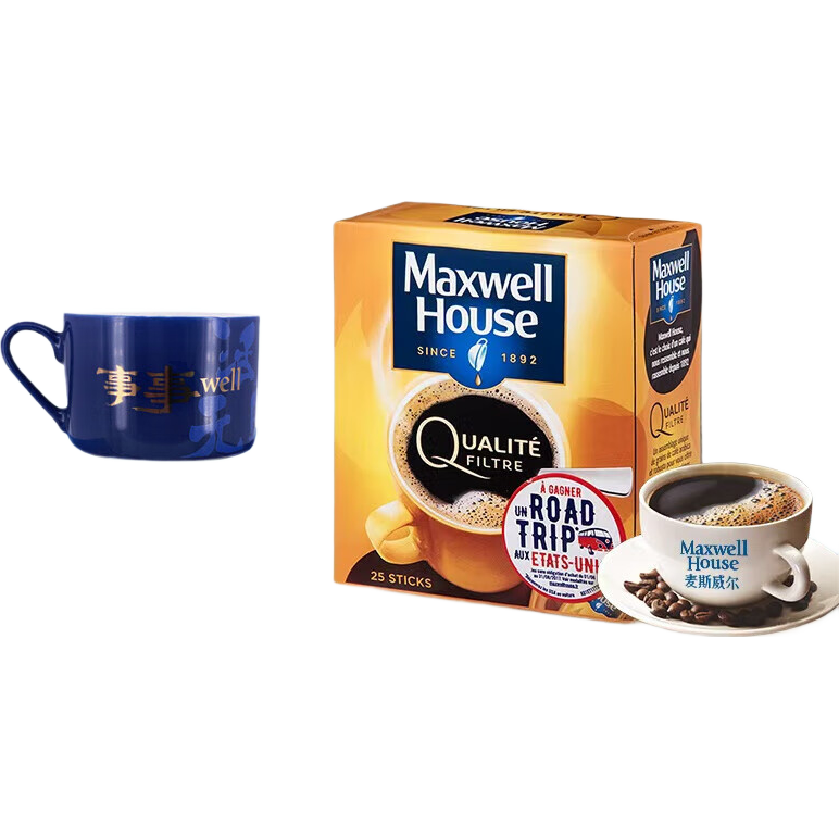 Maxwell House 麦斯威尔 冻干金咖啡香醇速溶黑咖啡粉健身运动燃减 金咖25条x1.8g