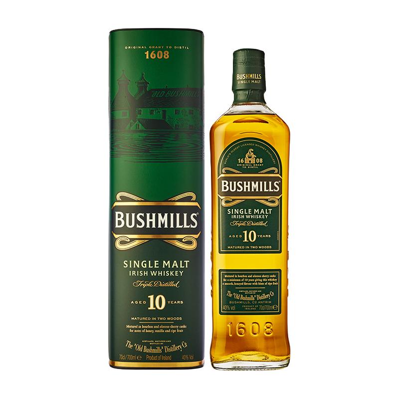 BUSHMILLS 布什米尔 10年 爱尔兰 单一麦芽威士忌 40%vol 700ml