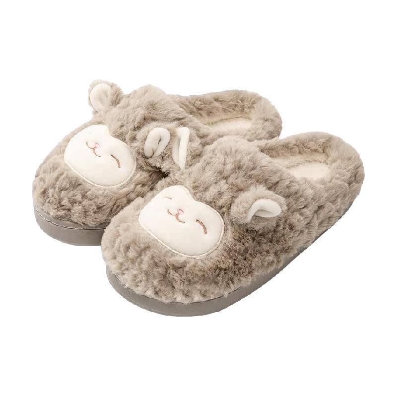 名创优品 MINISO小羊棉拖鞋女款秋冬季包跟外穿2025家居保暖毛毛绒月子鞋女士