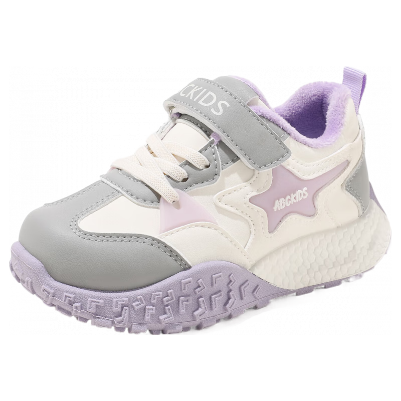 ABC KIDS童鞋儿童软底运动鞋2025秋季时尚女童跑步鞋男童耐磨鞋子 紫色（加绒） 29 内长约18.8cm