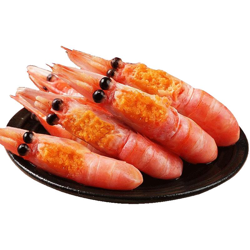 北极熊北极甜虾头籽北极虾冰虾海鲜水产带籽大虾鲜活速冻5斤刺身