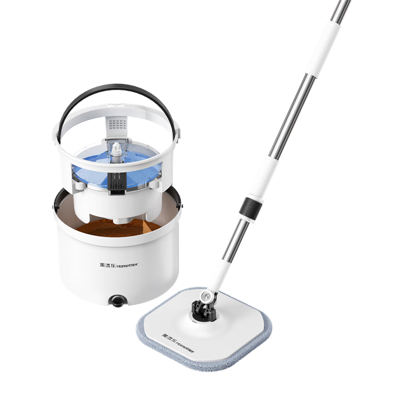 美添乐（HoMettler）净污分离拖把家用一拖净免手洗2024旋转懒人拖把平板带桶配3拖布 双桶百搭黑+3块布+清洁片