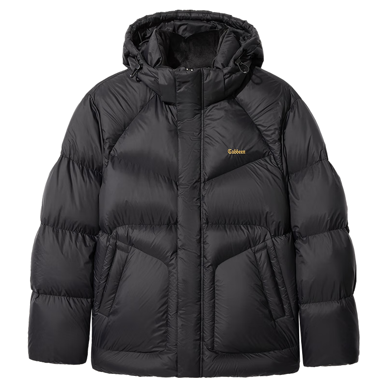 卡宾男装 三防鹅绒可拆卸帽羽绒服2024冬宽松外套面包服保暖H 煤黑色01 50