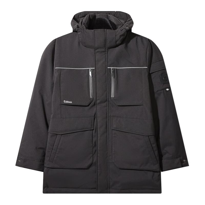 卡宾男装 90白鸭绒连帽羽绒服秋冬宽松保暖外套山系户外H 煤黑色01 54/185/XXL