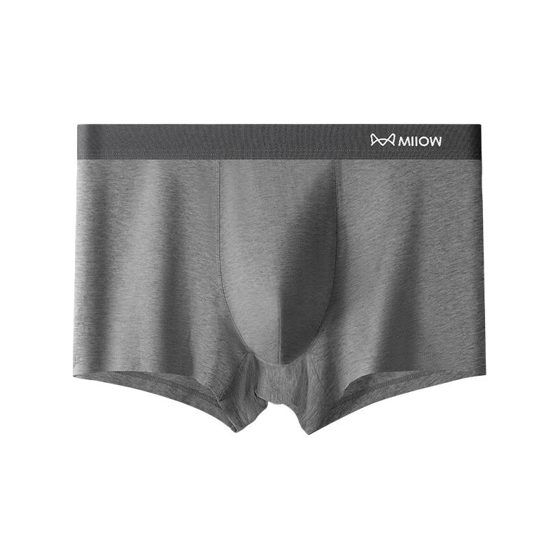 猫人3条装男士全棉内裤7A级抑菌裆中腰男式四角裤u凸短裤头宽腰内裤 深麻灰+中麻灰+浅麻灰 L(80-120斤）