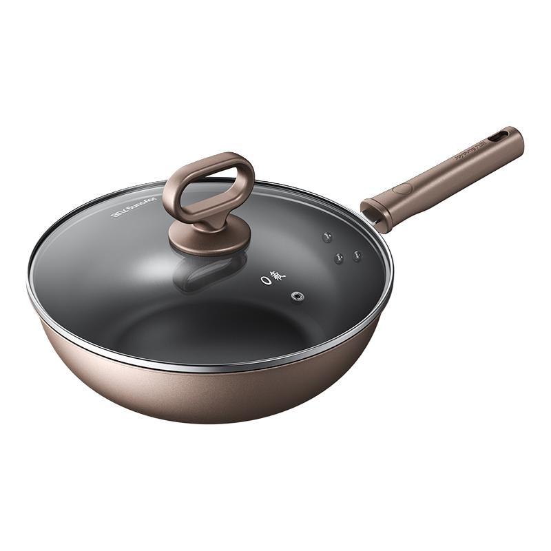 九阳不粘锅炒锅家用炒菜锅电磁炉煤燃气灶通用锅陶瓷0特氟龙平底