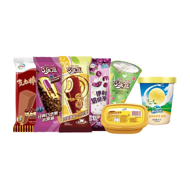 伊利巧乐兹支棒蜜瓜玫瑰车厘子口味脆筒奶昔杯混合装 共26支+4盒（2155g）