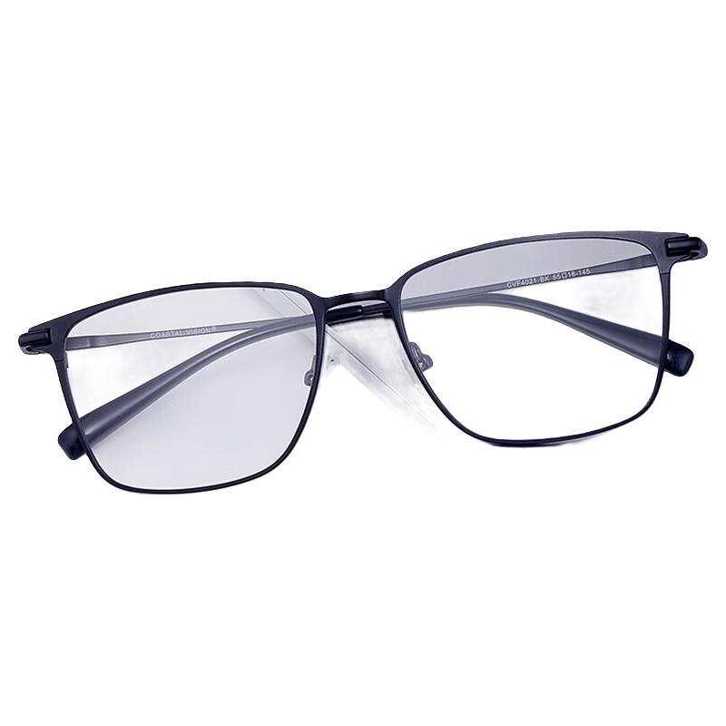 Coastal Vision 镜宴&essilor 依视路 CVF4021BK 黑色钛金属眼镜框+钻晶A3系列 丽耐款 1.67折射率 非球面镜片