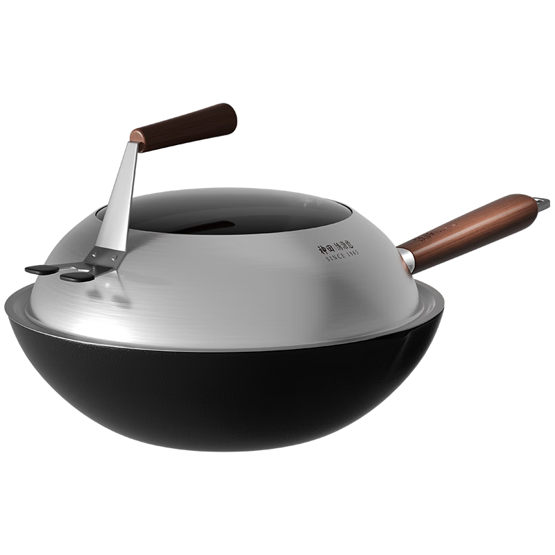 KANDA 神田 家用铁锅老式日本窒化炒锅无涂层物理不粘锅进口炒菜锅精铁炒锅 铁神三代 33cm（含锅盖）