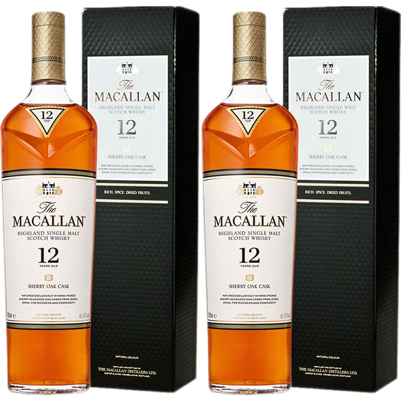 【2支装】麦卡伦 MACALLAN12年雪莉桶单一麦芽苏格兰威士忌700ml×2瓶