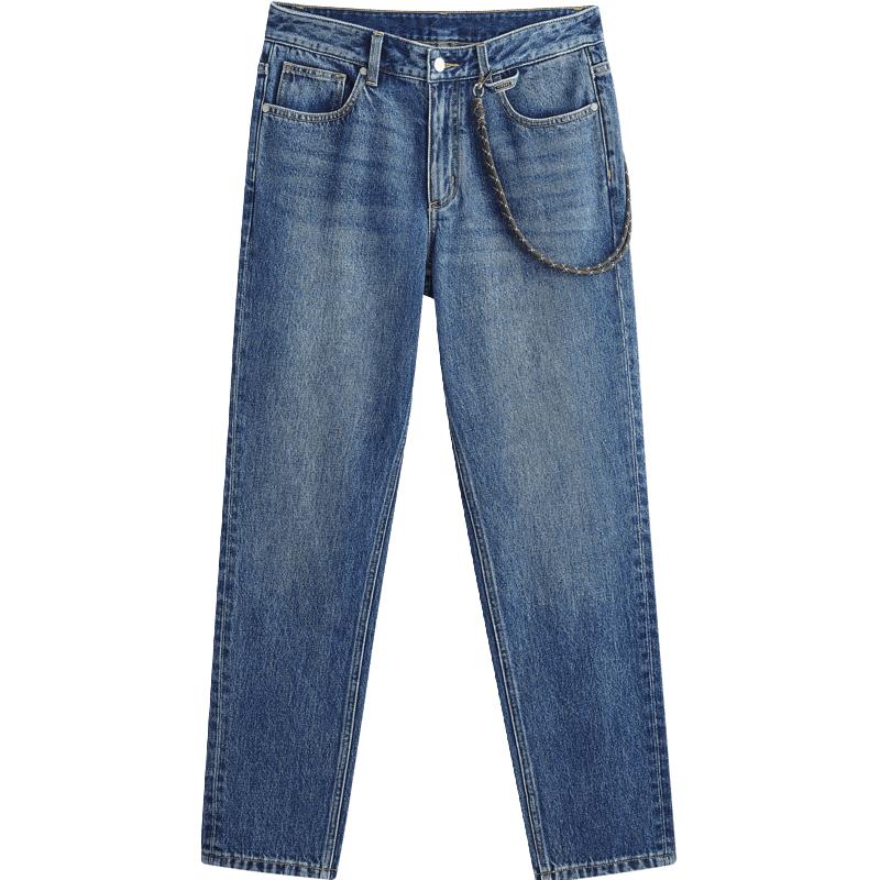 男装 春季经典水洗牛仔蓝时尚百搭直筒宽松牛仔裤男长裤