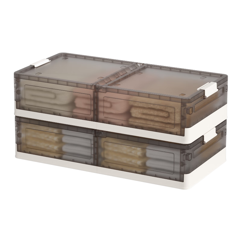 京东京造 床底收纳箱 衣物棉被整理箱 书箱玩具储藏箱 加高48L*2只装