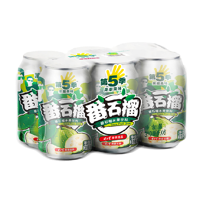 健力宝第五季番石榴口味芭乐水果饮料310ml×6罐×2提小包品尝款