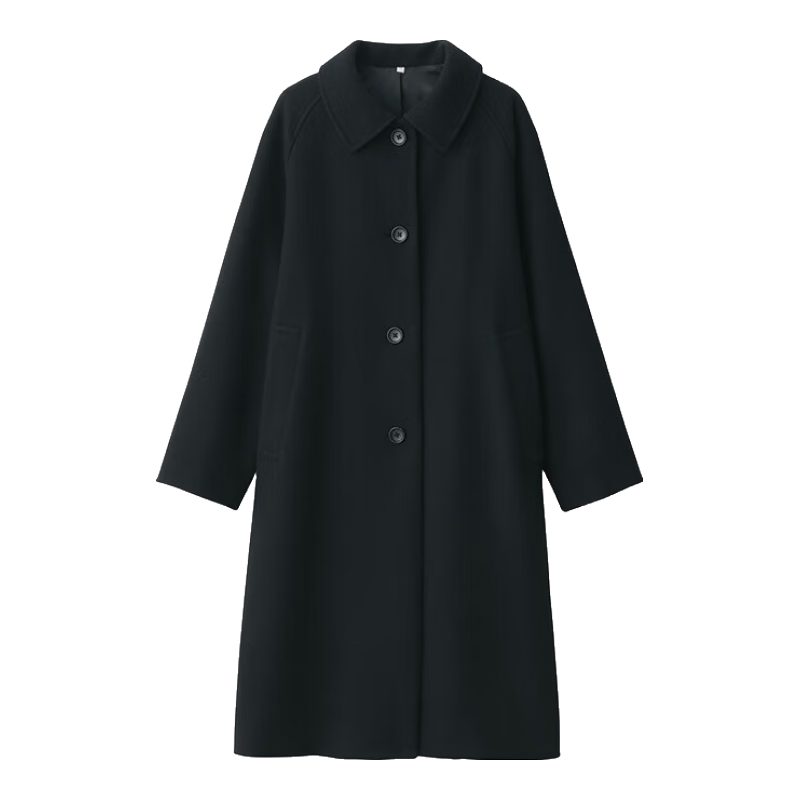 无印良品（無印良品 MUJI）女式羊毛混立领大衣毛呢大衣外套中长款女款秋冬外套女装BD0Z6A4A