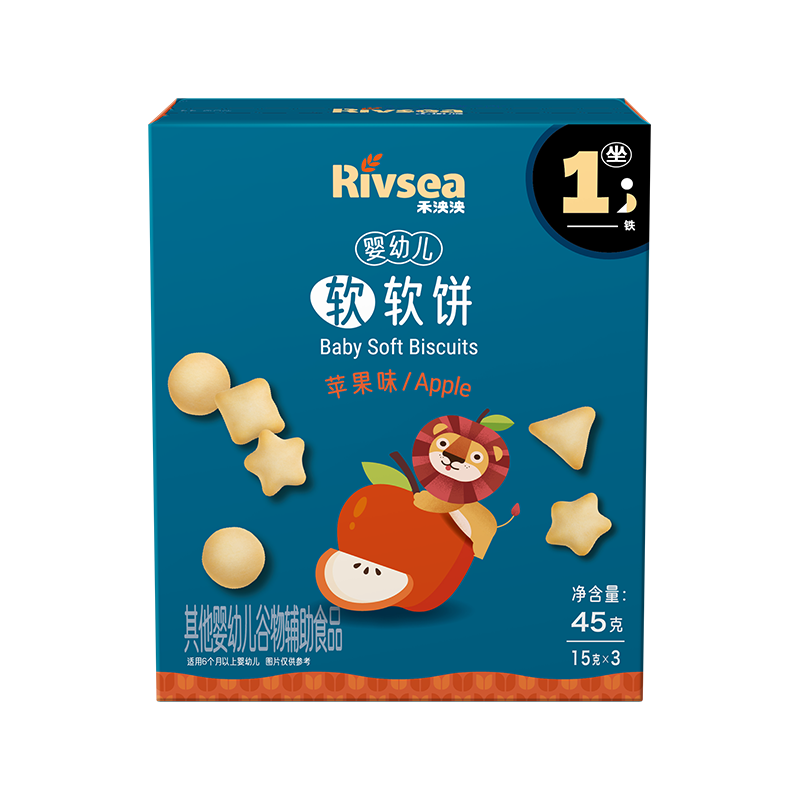 禾泱泱婴幼儿软软饼苹果味45g宝宝零食软饼干磨牙饼干含钙铁锌6月+ 1阶婴标高钙铁锌软软饼苹果味45g