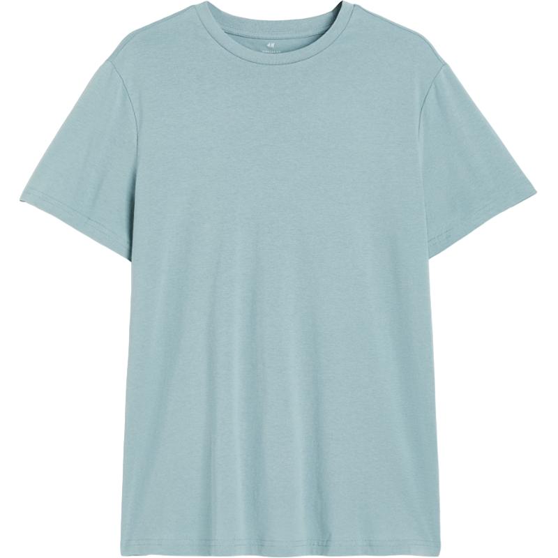 HM男装T恤23冬季纯棉舒适修身圆领男士短袖纯色打底衫0685816