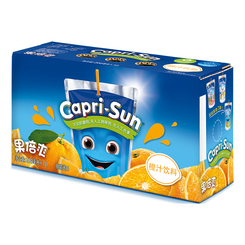 Capri-Sun 果倍爽 儿童饮料整箱果汁橙汁200ml*10袋 迪拜原装进口