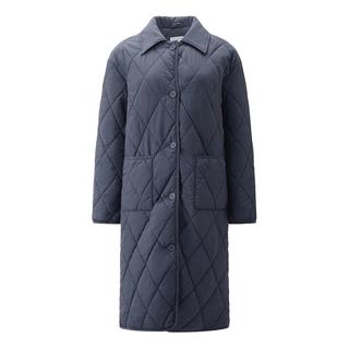 佐丹奴棉衣外套女秋冬菱形格绗缝中长款翻领棉服夹克13375650