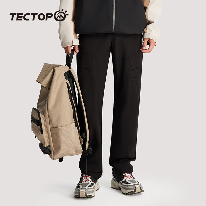 探拓探拓户外冲锋裤 男秋冬休闲裤 登山长裤 经典黑 S