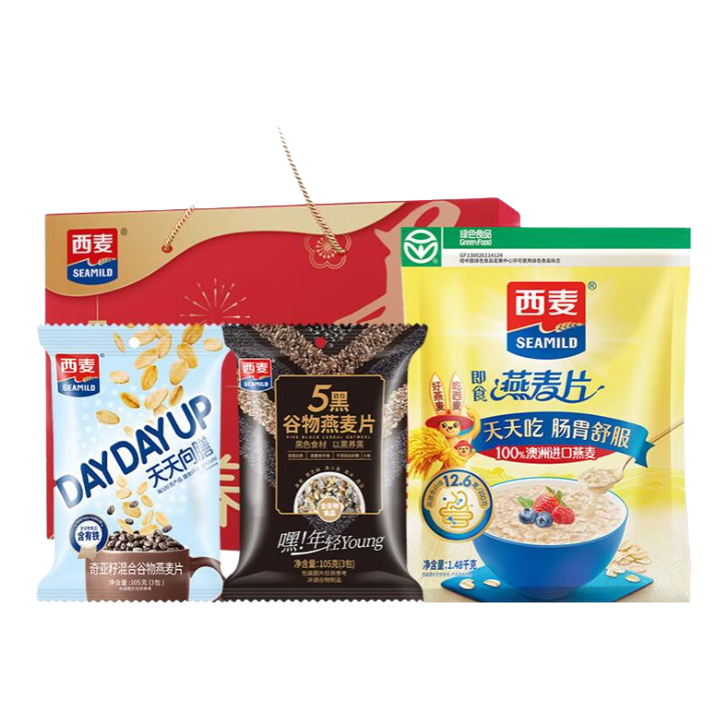 西麦 即食燕麦片 无蔗糖 礼盒装