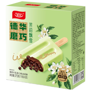德华 磨巧茉莉牛乳茶口味冰淇淋 75gx5支 绿茶味脆皮巧克力雪糕