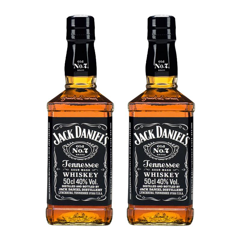 杰克丹尼（Jack Daniels）进口洋酒美国 田纳西州 调和型 威士忌 进口洋酒 700ml年货节送礼 黑标500ml*2