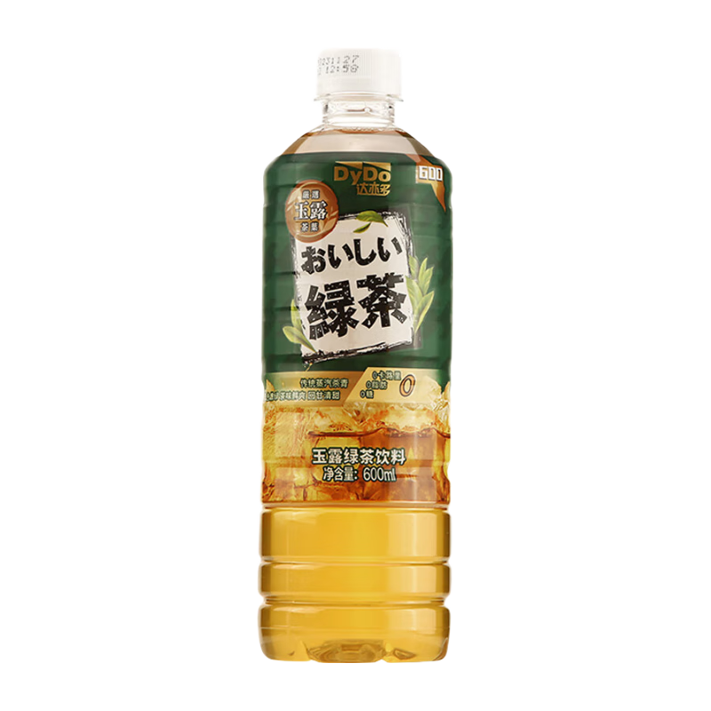 达亦多(DyDo)玉露绿茶 无糖0脂0卡 茶叶饮料 年货 600ml*4瓶 尝鲜装