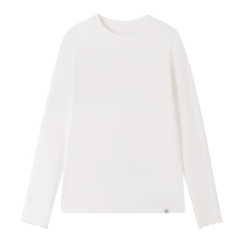 全棉时代女士针织长袖T恤可单穿上衣打底衫24秋冬纯棉针织圆领新