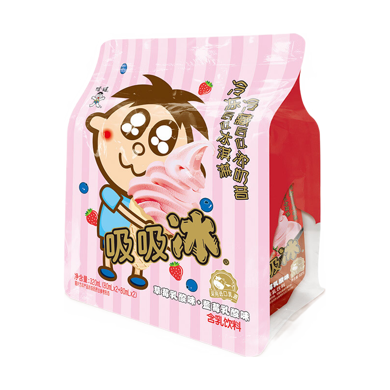 旺旺 旺仔吸吸冰综合包吸吸果冻冰淇淋碎冰冰棒棒冰批发80ml*4多口味自选 草莓蓝莓味