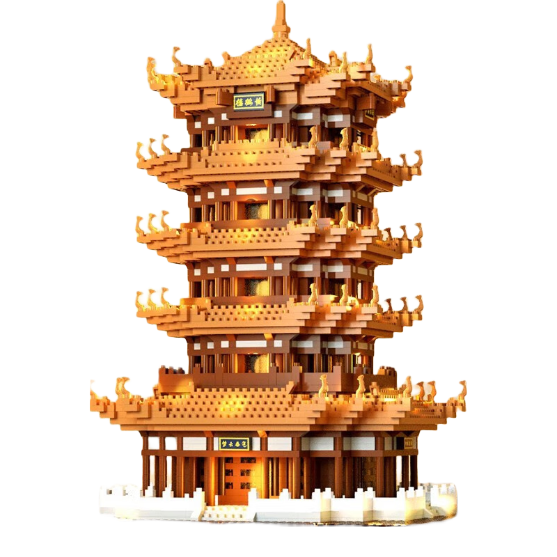 积慧 黄鹤楼拼装积木玩具古建筑模型国潮智益高难度微颗粒摆件 黄鹤楼