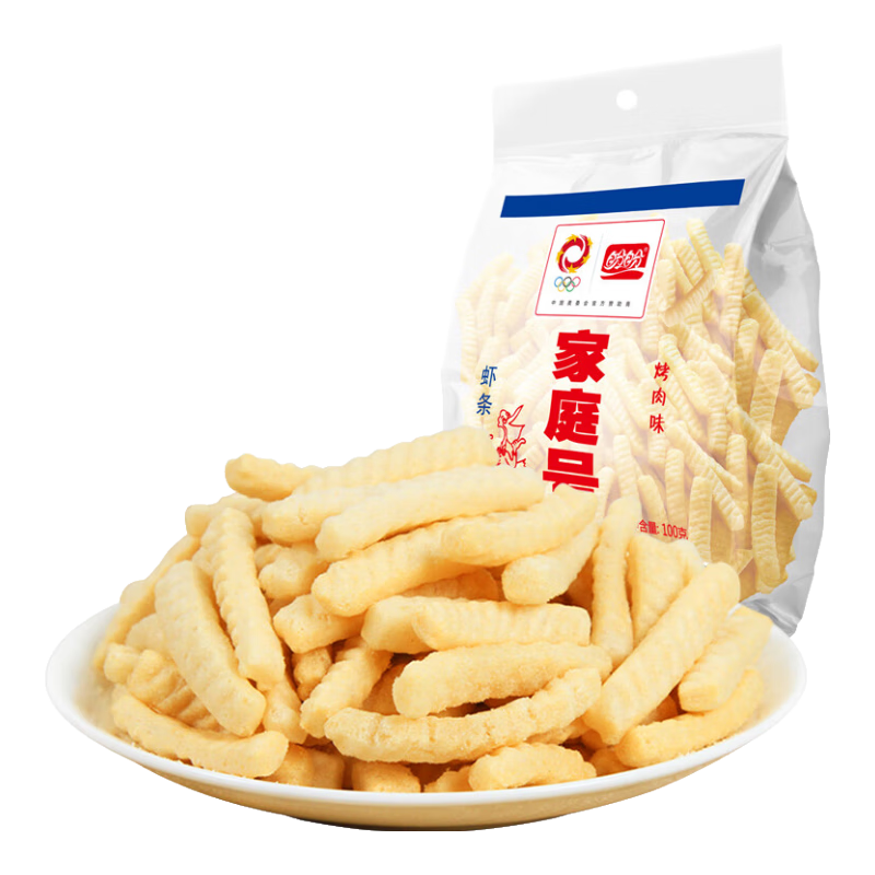 盼盼 饼干膨化组合薯片鸡味块网红零食品休闲解馋小吃 家庭号虾条（烤肉味）100g