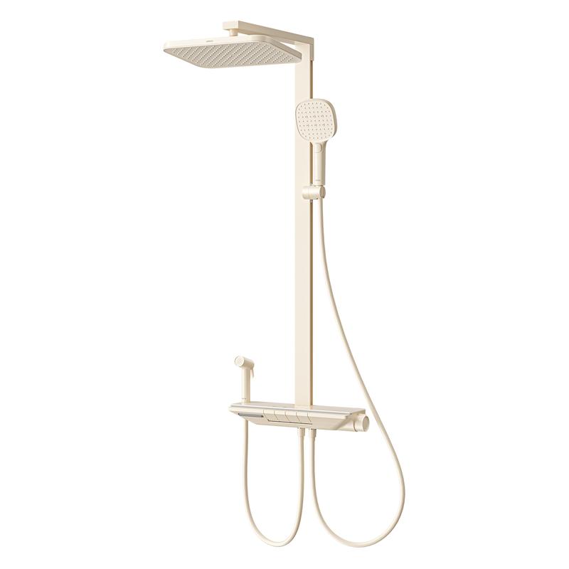 箭牌卫浴净界Pro奶白方管钢琴花洒套装卫生间淋浴器喷头全铜恒温